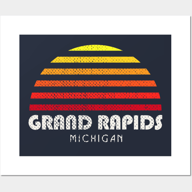 Grand Rapids Michigan Retro Sunset Wall Art by PodDesignShop